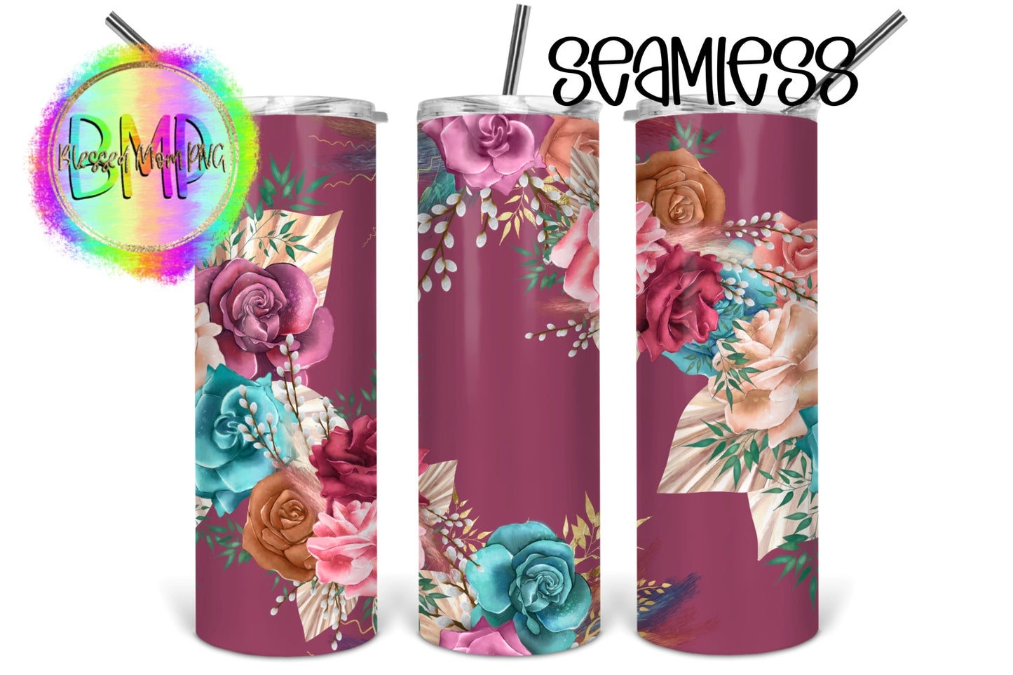 Floral Design Tumbler Purple