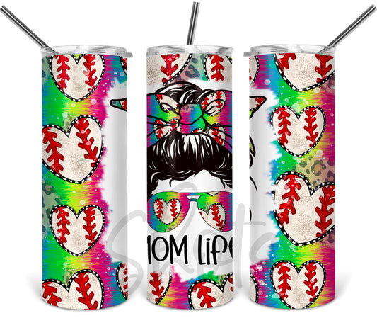 Momlife baseball rainbow Tumbler