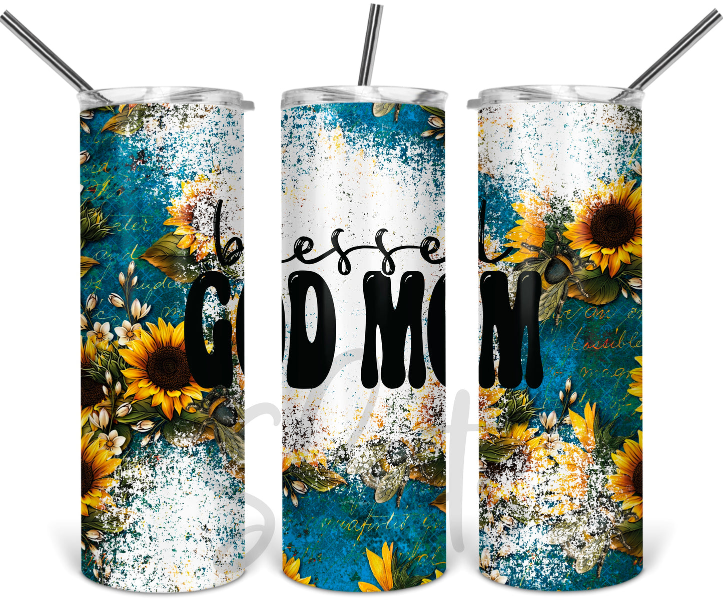 Blessed God Mom Sunflower Tumbler