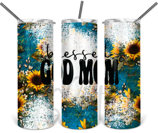 Blessed God Mom Sunflower Tumbler