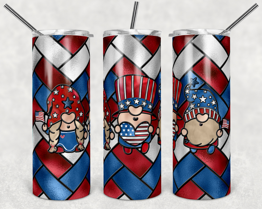 Gnome 4th July stained glass Tumbler