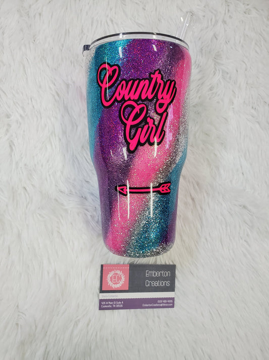 Country Girl Glitter swirl Tumbler