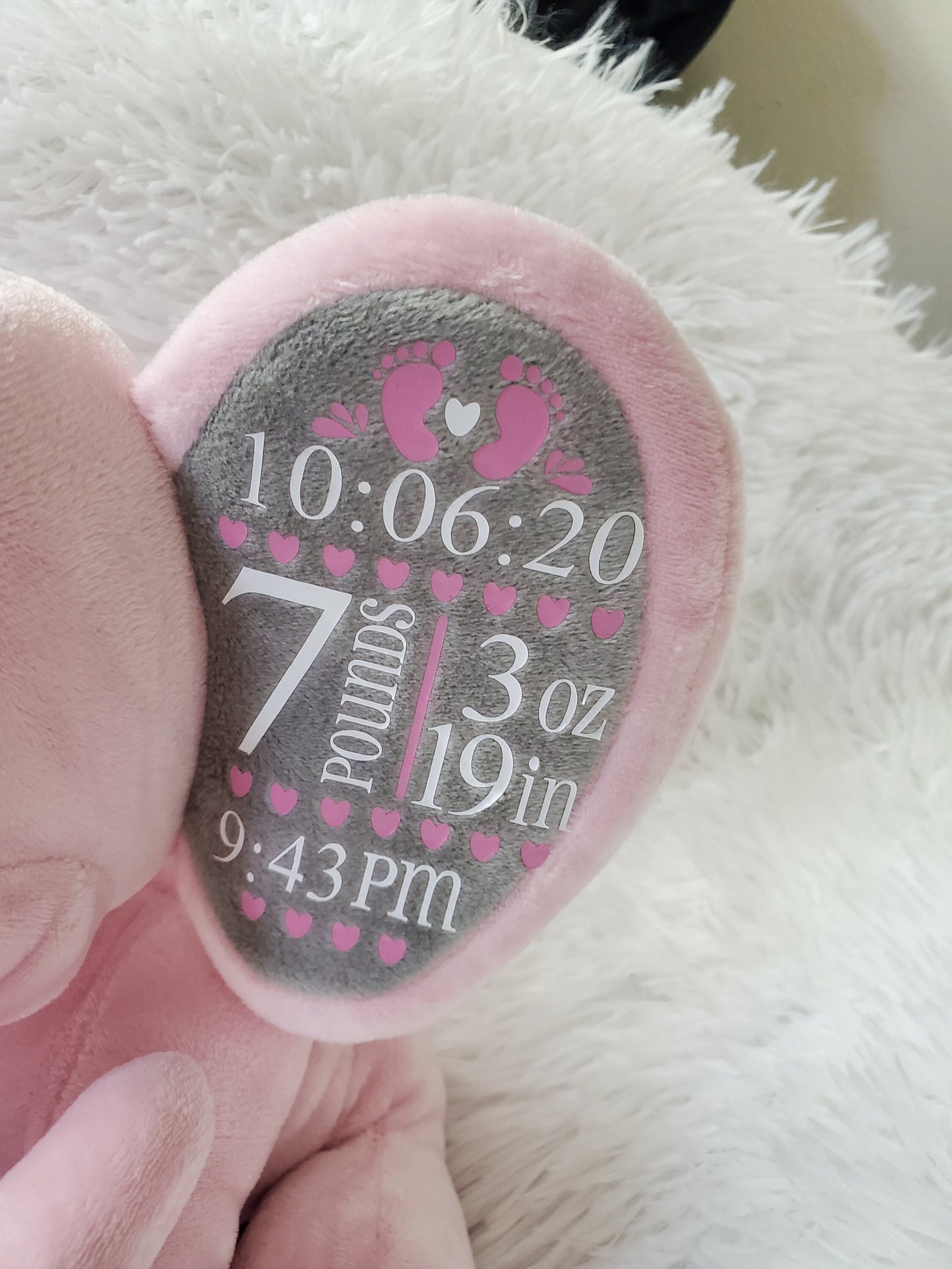 Baby Boy or Girl Birth Stats Stuffed Elephant